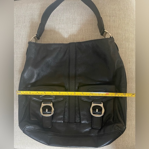 Michael Kors Black Pebbled Leather Hobo Slouch Bag Silver Hardware - Picture 6 of 8